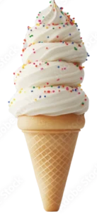 Soft Serve Vanilla Ice Cream Cone With Rainbow Jimmies