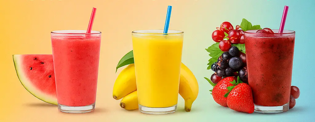 Fruit Smoothies - Watermelon, Banana, Mixed Berries
